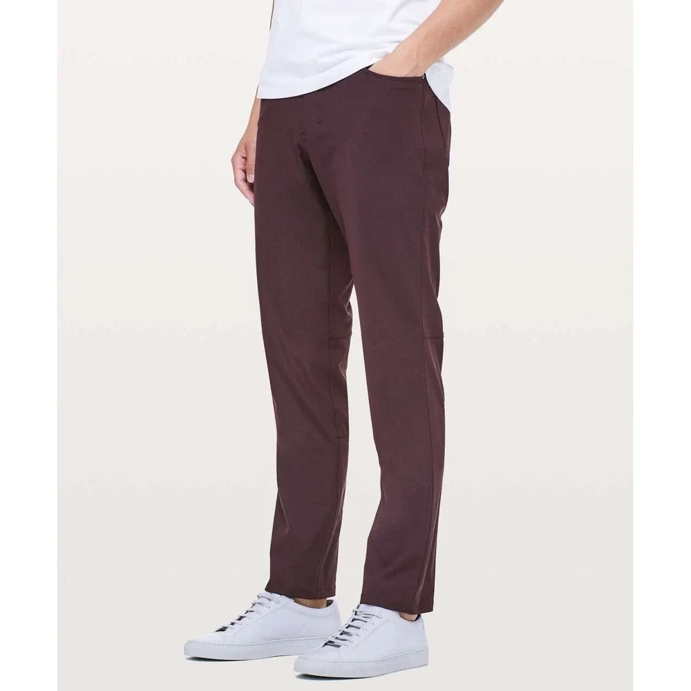 Lululemon ABC Pant Slim Warpstreme Dark Red Maroon 5-Pocket Technical Pants 34